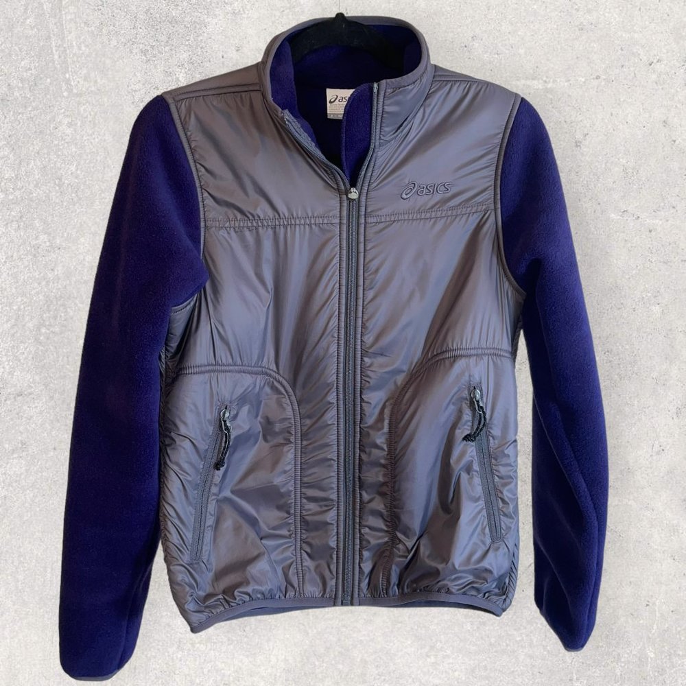 ASICS Women's Size Small Grey & Purple Full Zip Nylon & Fleece Jacket